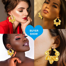 Load image into Gallery viewer, Hoop Copper Cross Earrings 24K Gold Plated Jewelry