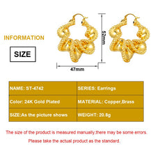 Load image into Gallery viewer, Hoop Copper Cross Earrings 24K Gold Plated Jewelry