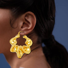 Load image into Gallery viewer, Hoop Copper Cross Earrings 24K Gold Plated Jewelry