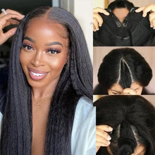 Load image into Gallery viewer, V U Part Wig Kinky Straight Human Hair Lace Wig