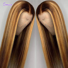 Load image into Gallery viewer, Honey Blonde Highlight Human Hair Transparent Lace Wig