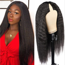 Load image into Gallery viewer, V U Part Wig Kinky Straight Human Hair Lace Wig