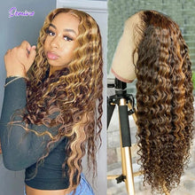Load image into Gallery viewer, Honey Blonde Highlight Human Hair Transparent Lace Wig