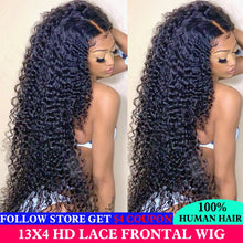 Load image into Gallery viewer, HD Transparent Deep Wave Lace Frontal Wig Curly Human Hair Wig 30 Inch Wet And Wavy Lace Front Wig 13X4 Deep Wave Closure Wigs