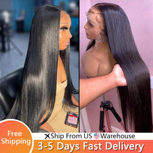 Load image into Gallery viewer, 250 Density Straight Lace Front Wig 30 40 Inch Human Hair Wig Brazilian Hair Wigs For Women Pre Plucked 13x4 Hd Lace Frontal Wig