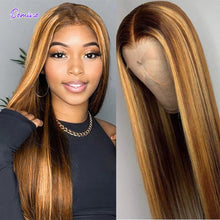 Load image into Gallery viewer, Honey Blonde Highlight Human Hair Transparent Lace Wig