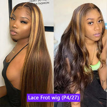 Load image into Gallery viewer, Honey Blonde Highlight Human Hair Transparent Lace Wig