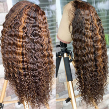 Load image into Gallery viewer, Highlight Deep Curly Human Hair Lace Front Wig Color 4/30 - divawigsandmore