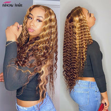 Load image into Gallery viewer, Highlight Deep Curly Human Hair Lace Front Wig Color 4/30 - divawigsandmore
