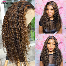 Load image into Gallery viewer, Highlight Deep Curly Human Hair Lace Front Wig Color 4/30 - divawigsandmore