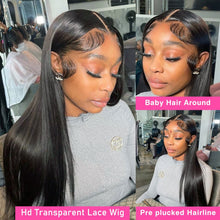 Load image into Gallery viewer, 250 Density Straight Lace Front Wig 30 40 Inch Human Hair Wig Brazilian Hair Wigs For Women Pre Plucked 13x4 Hd Lace Frontal Wig
