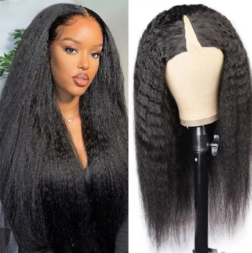 V Part Wig Straight Human Hair Glueless Wig - divawigsandmore