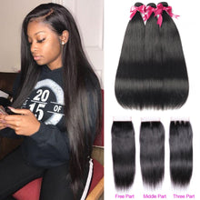 Load image into Gallery viewer, Straight Peruvian Human Hair Bundles With Closure - divawigsandmore
