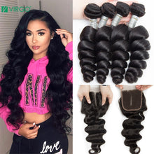 Load image into Gallery viewer, Loose Deep Wave Peruvian Hair Bundles with Closure - divawigsandmore
