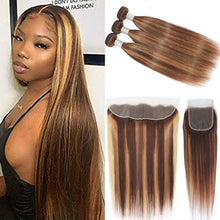 Load image into Gallery viewer, Straight Ombre Highlight Bundles With 13X4 Lace Frontal P4/27 - divawigsandmore
