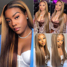 Load image into Gallery viewer, Straight Ombre Highlight Bundles With 13X4 Lace Frontal P4/27 - divawigsandmore
